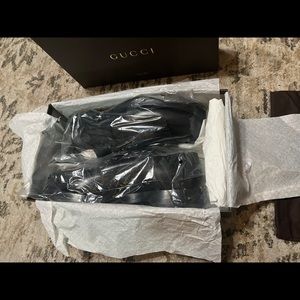 AUTHENTIC GUCCI BLACK HARRISON GOODYEAR LEATHER FRINGE BROGUE LACE OXFORDS